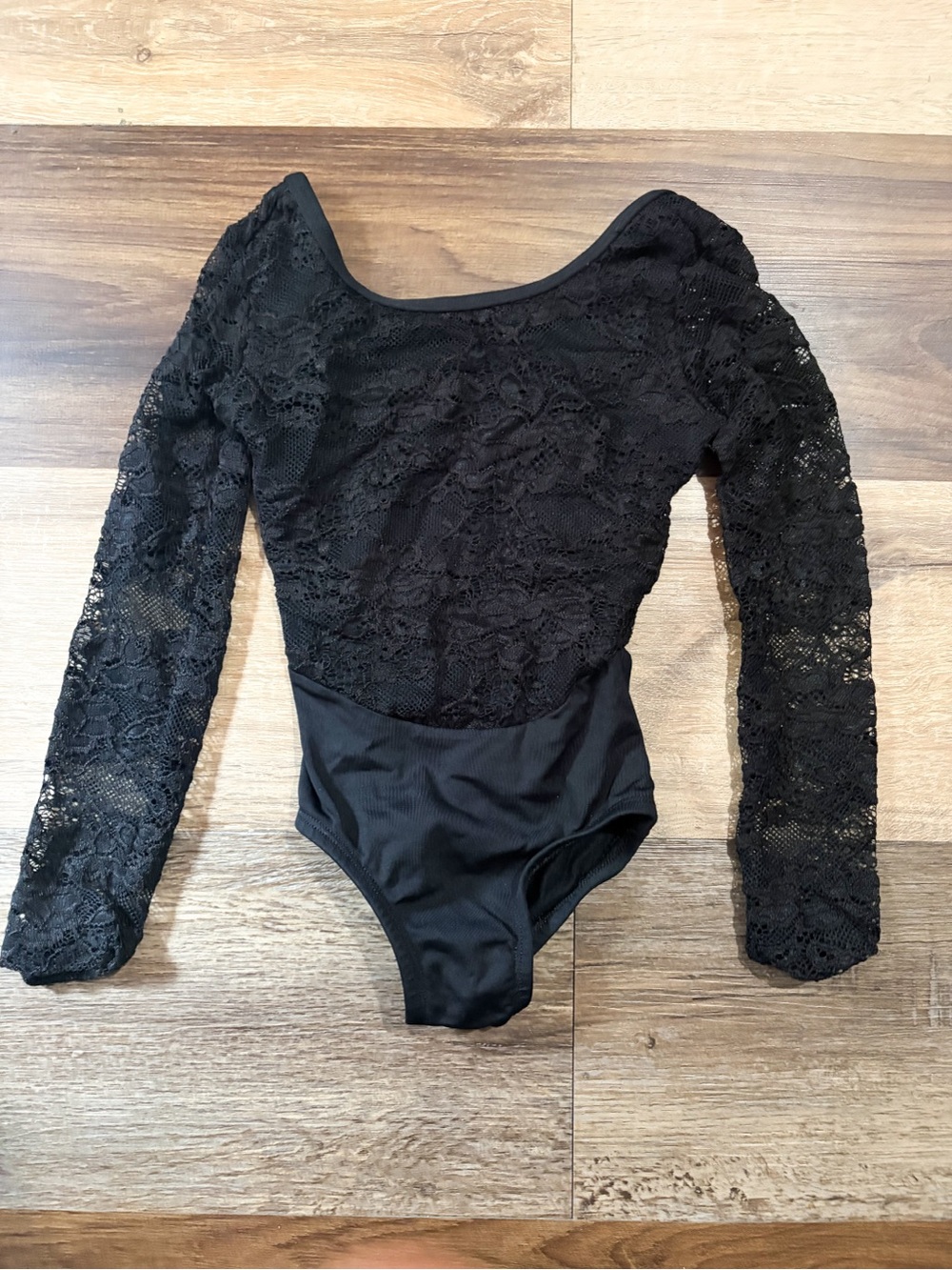 Body Wrappers Black Lace Long-Sleeve Kids One-Piece Bodysuit